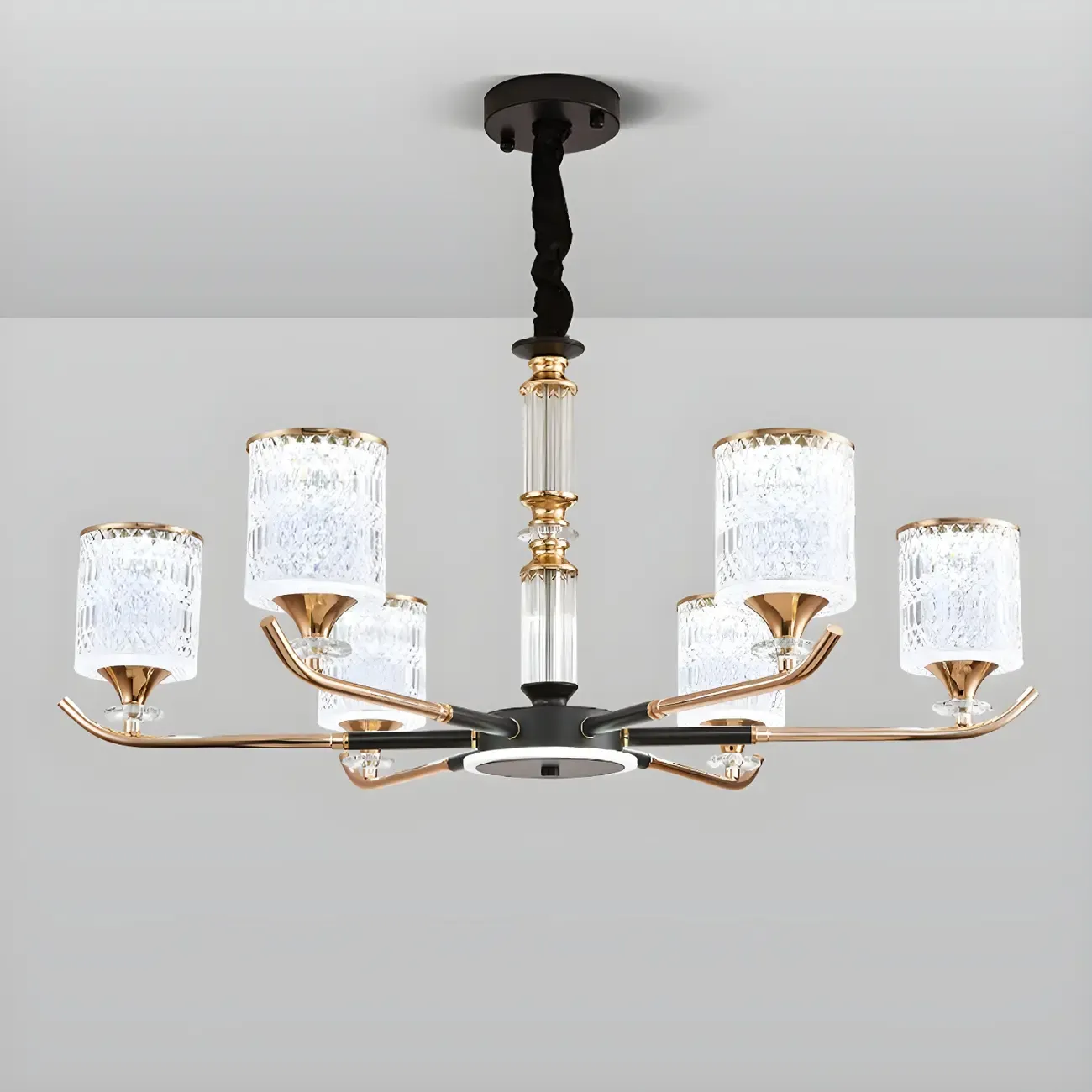 Cylinder Chandelier Light Fixture Vintage Acrylic Pendant Lighting for Restaurant