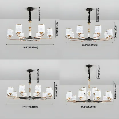 Cylinder Chandelier Light Fixture Vintage Acrylic Pendant Lighting for Restaurant