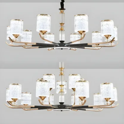 Cylinder Chandelier Light Fixture Vintage Acrylic Pendant Lighting for Restaurant