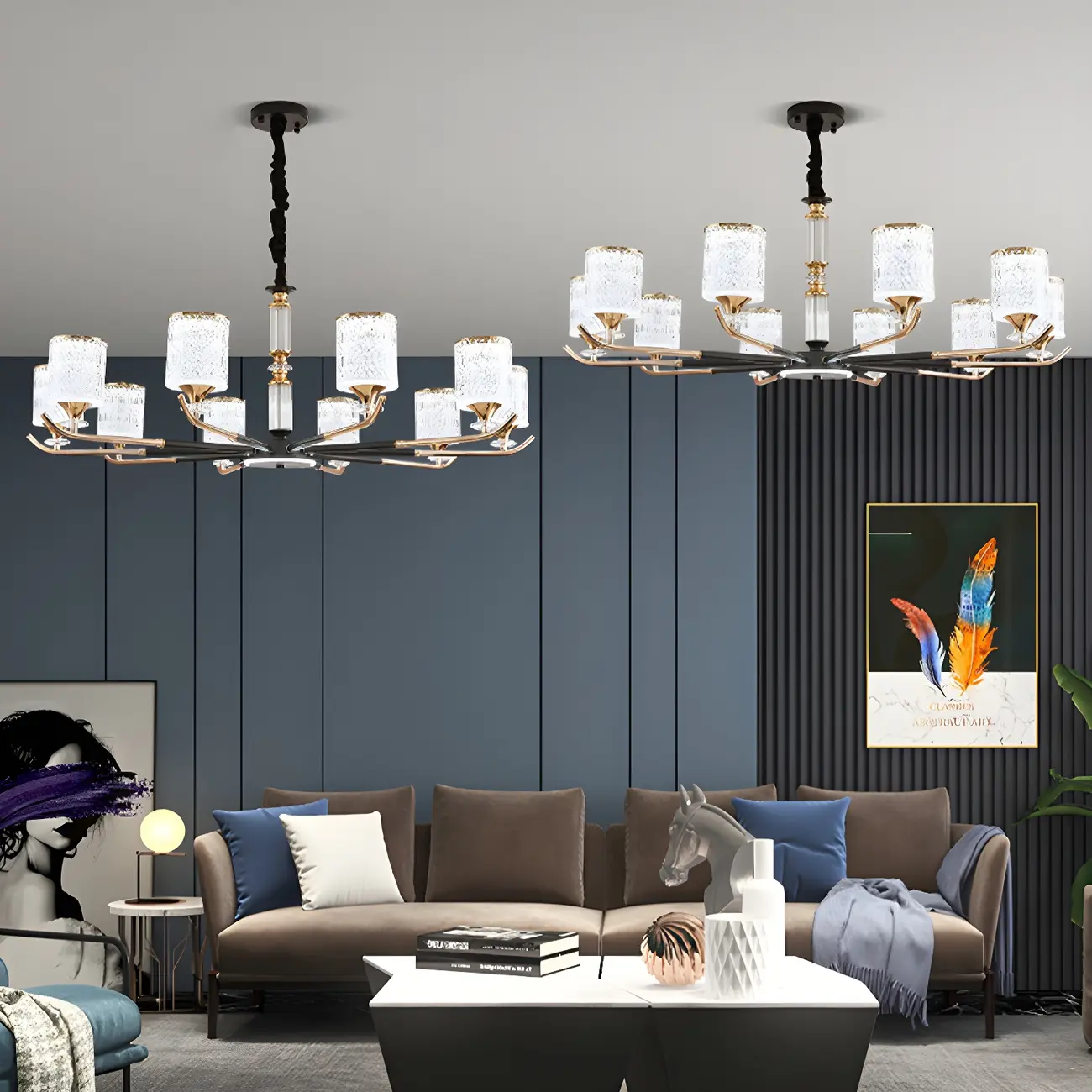 Cylinder Chandelier Light Fixture Vintage Acrylic Pendant Lighting for Restaurant | homeyfad