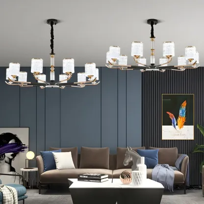 Cylinder Chandelier Light Fixture Vintage Acrylic Pendant Lighting for Restaurant