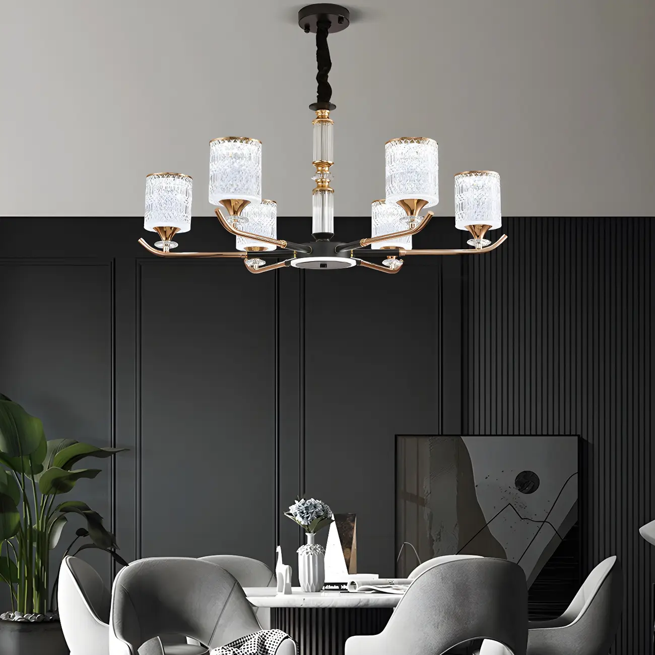 Cylinder Chandelier Light Fixture Vintage Acrylic Pendant Lighting for Restaurant | homeyfad