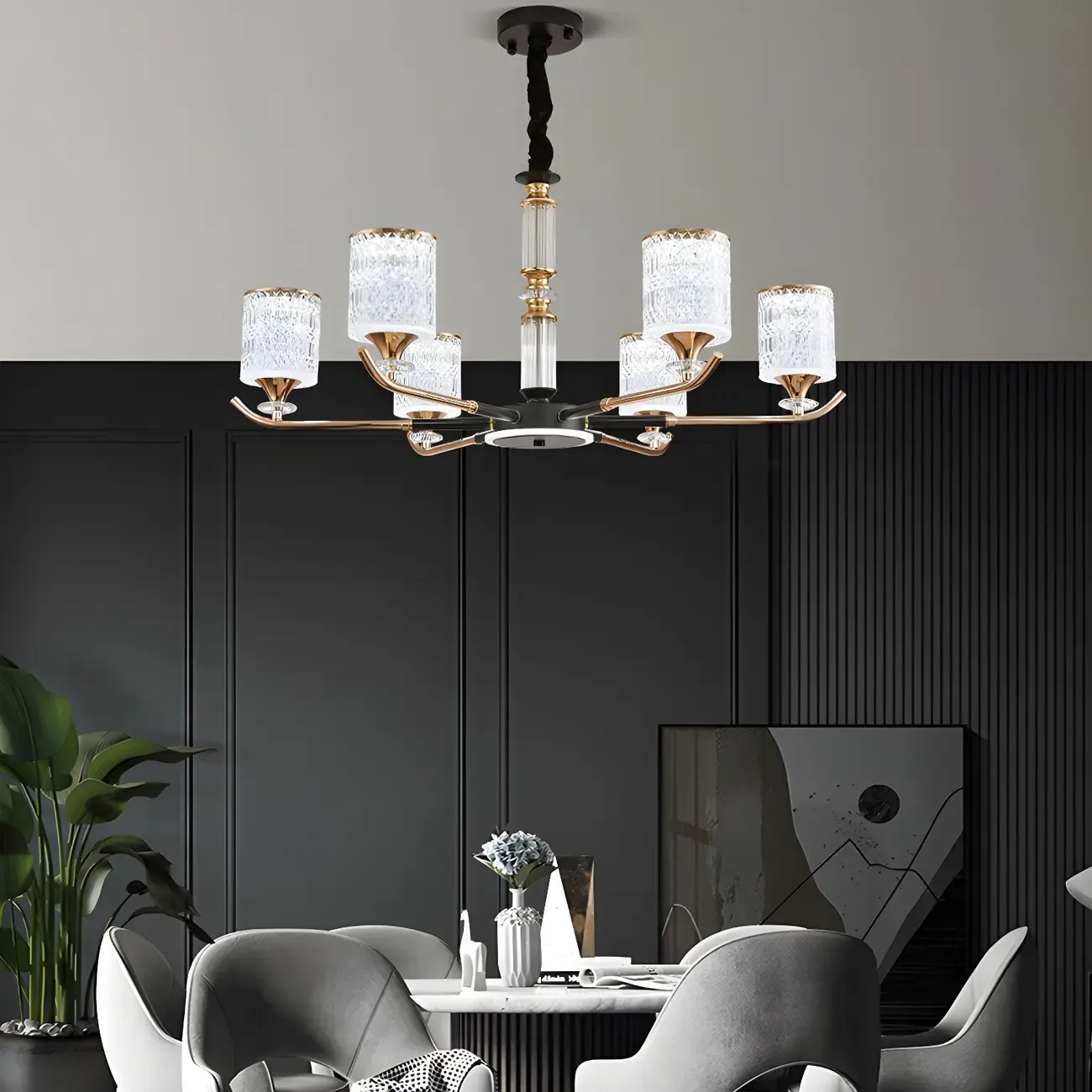 Cylinder Chandelier Light Fixture Vintage Acrylic Pendant Lighting for Restaurant