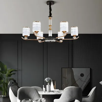 Cylinder Chandelier Light Fixture Vintage Acrylic Pendant Lighting for Restaurant