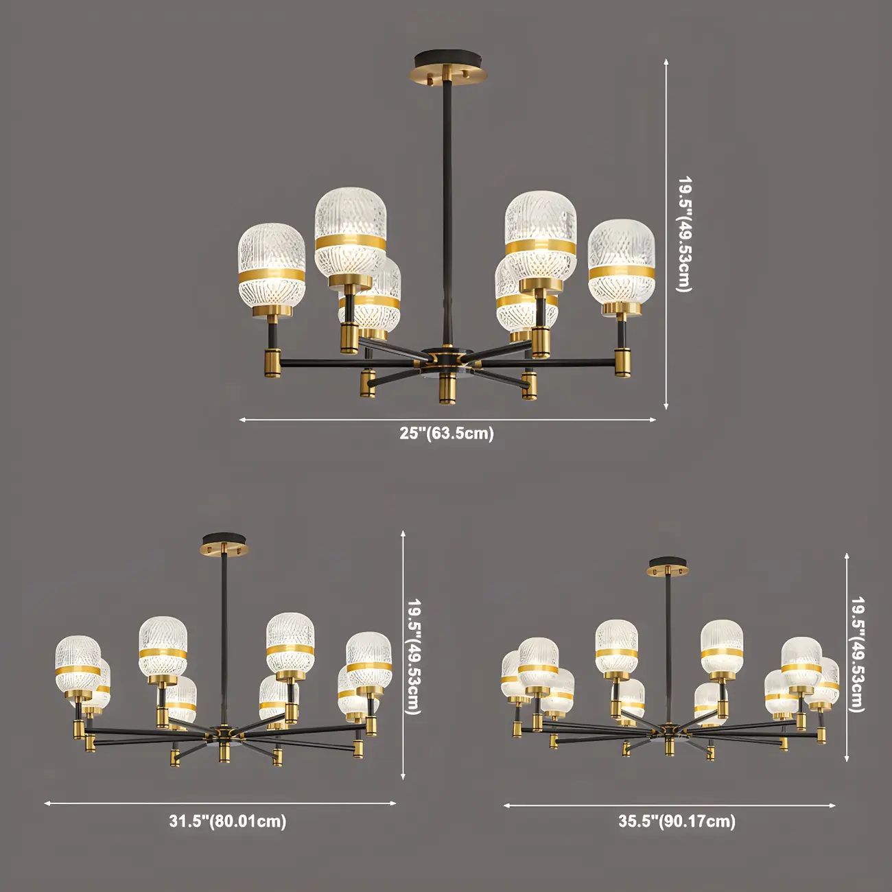 Black Gold Glass Modern Linear Crystal Chandelier Image - 9 | homeyfad