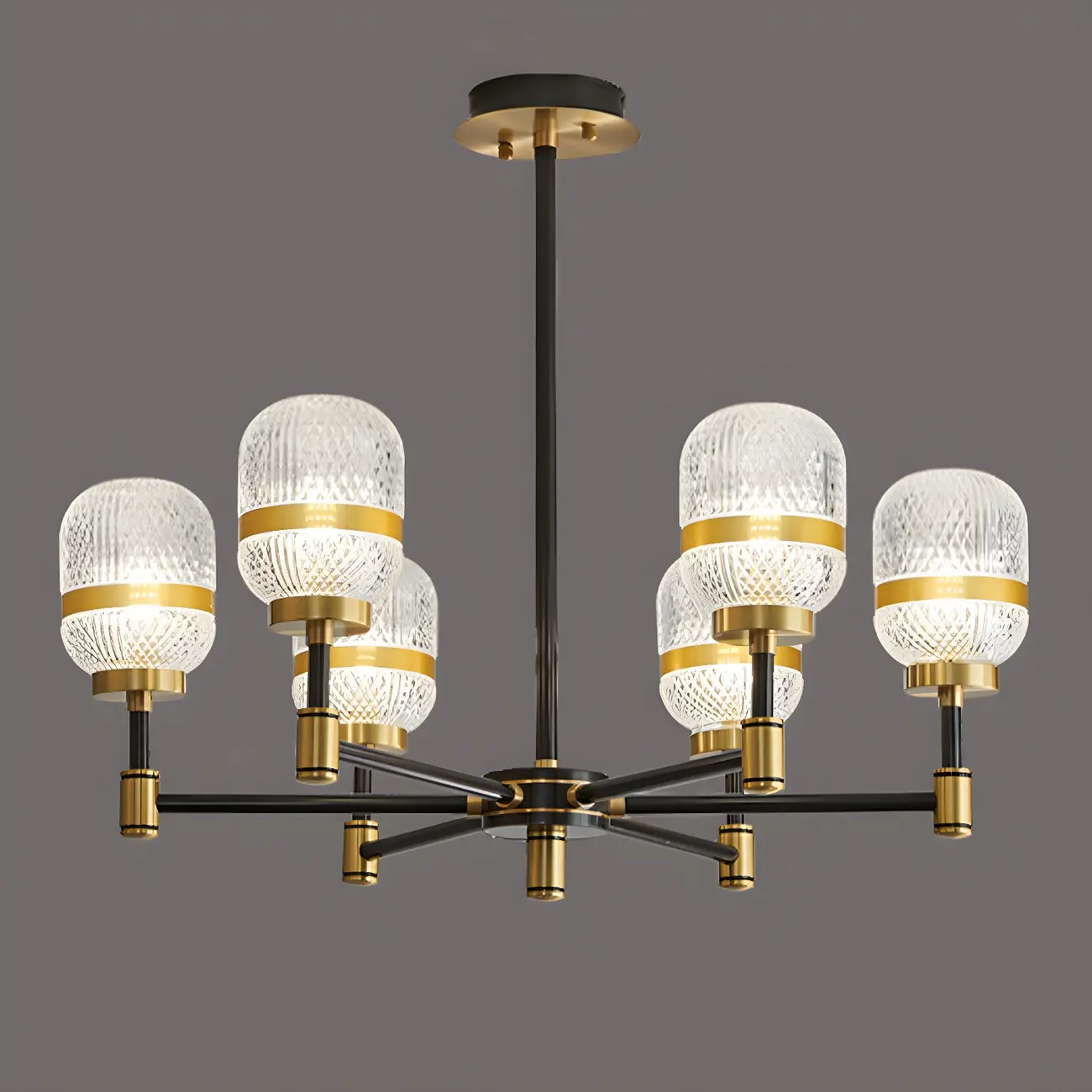 Black Gold Glass Modern Linear Crystal Chandelier Image - 10 | homeyfad