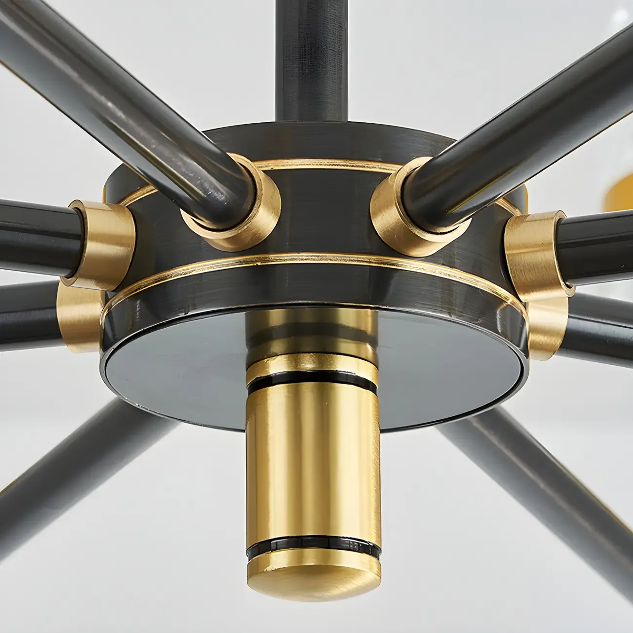 Black Gold Glass Modern Linear Crystal Chandelier Image - 14