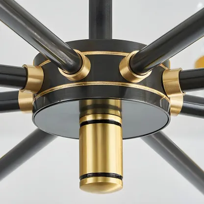 Black Gold Glass Modern Linear Crystal Chandelier Image - 14