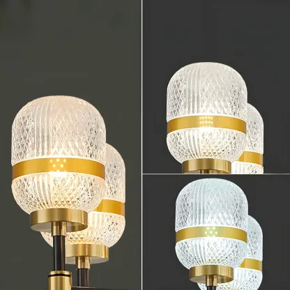 Black Gold Glass Modern Linear Crystal Chandelier Image - 16