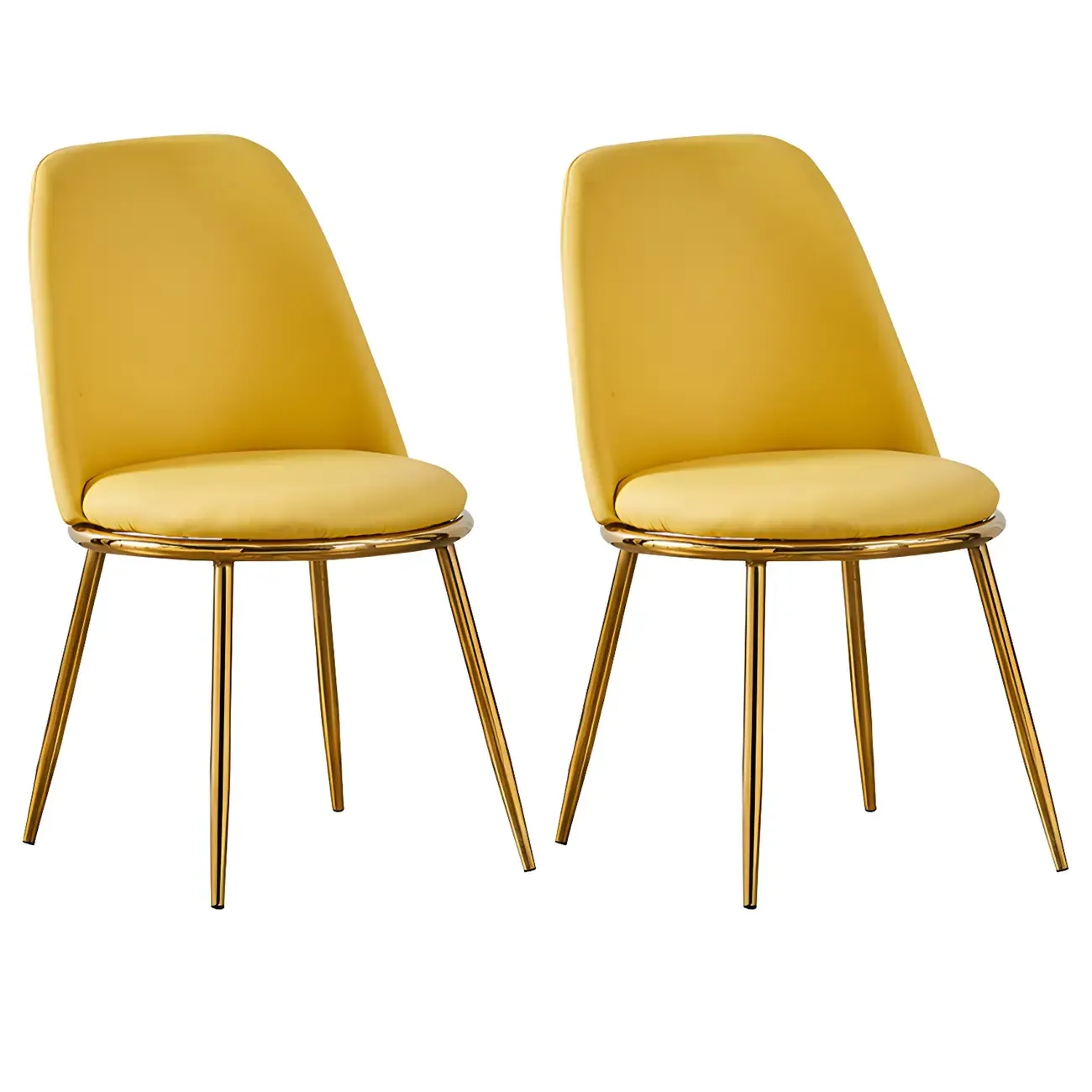 Glam Scandinavian Leather Armless Dining Chairs Metal Frame Image - 5