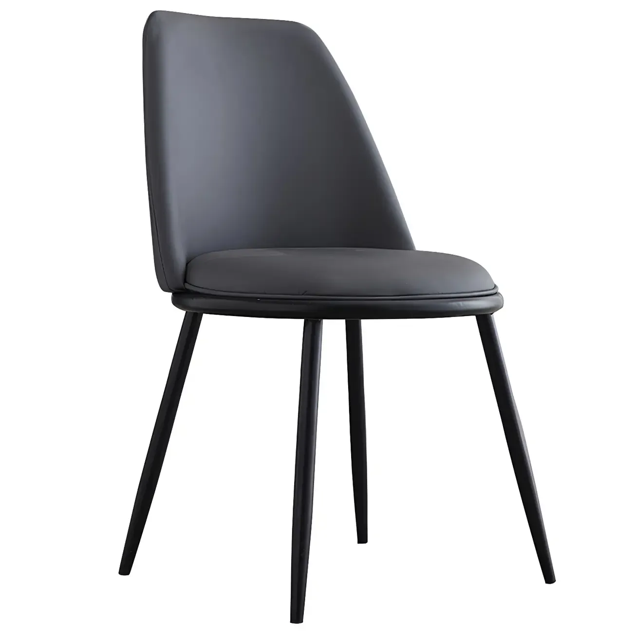 Glam Scandinavian Leather Armless Dining Chairs Metal Frame Image - 8