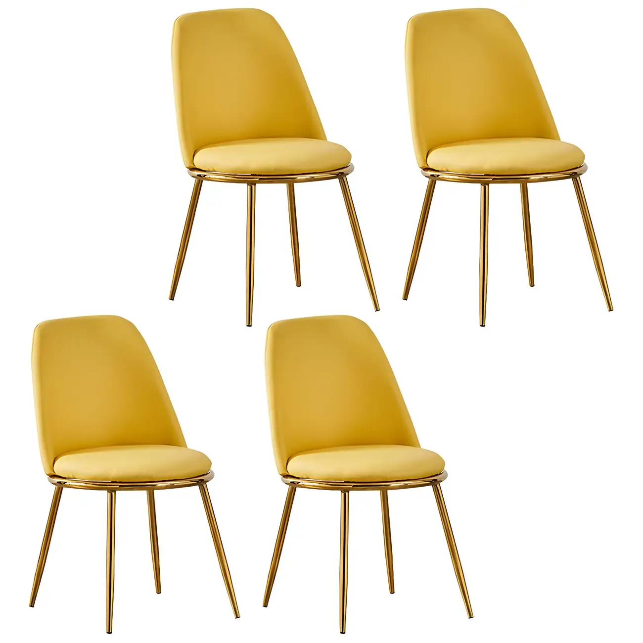 Glam Scandinavian Leather Armless Dining Chairs Metal Frame Image - 9