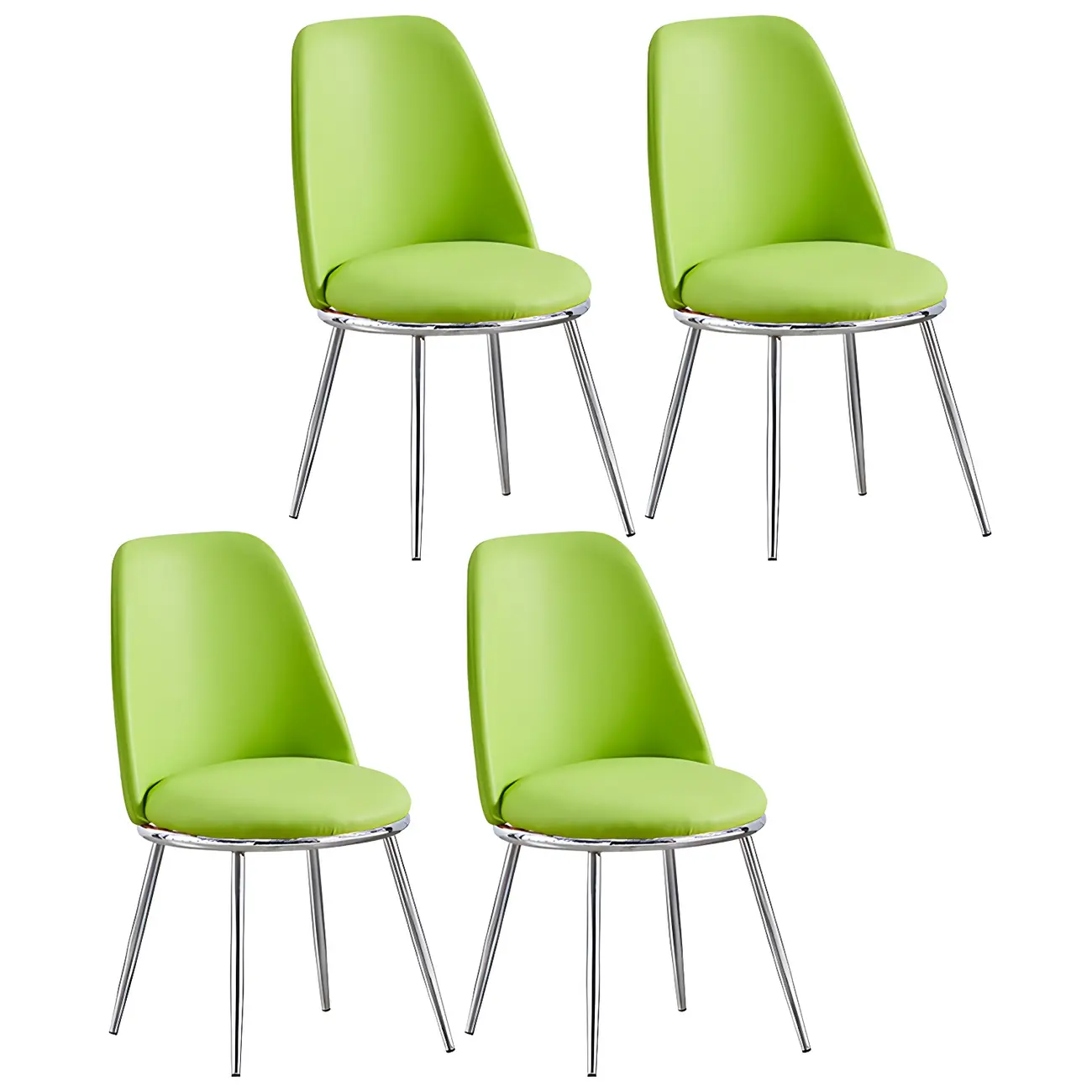 Glam Scandinavian Leather Armless Dining Chairs Metal Frame Image - 14 | homeyfad