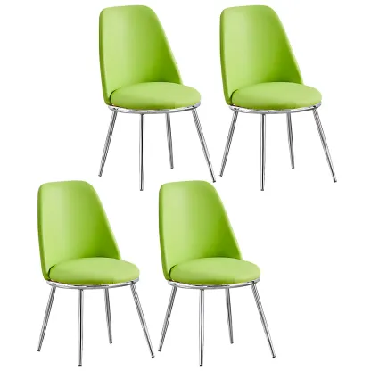 Glam Scandinavian Leather Armless Dining Chairs Metal Frame Image - 14