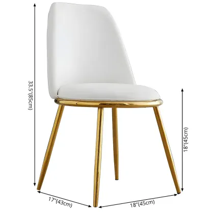 Glam Scandinavian Leather Armless Dining Chairs Metal Frame Image - 16