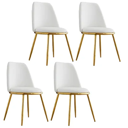 Glam Scandinavian Leather Armless Dining Chairs Metal Frame Image - 18