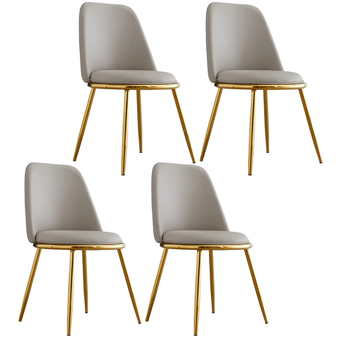 Glam Scandinavian Leather Armless Dining Chairs Metal Frame Image - 21 | homeyfad