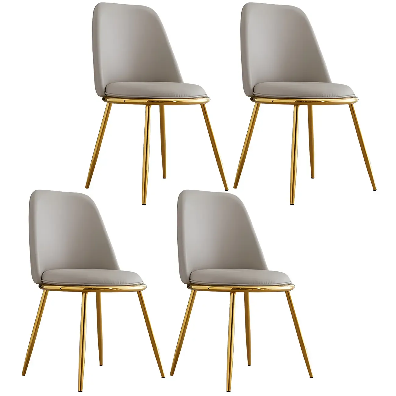 Glam Scandinavian Leather Armless Dining Chairs Metal Frame Image - 21