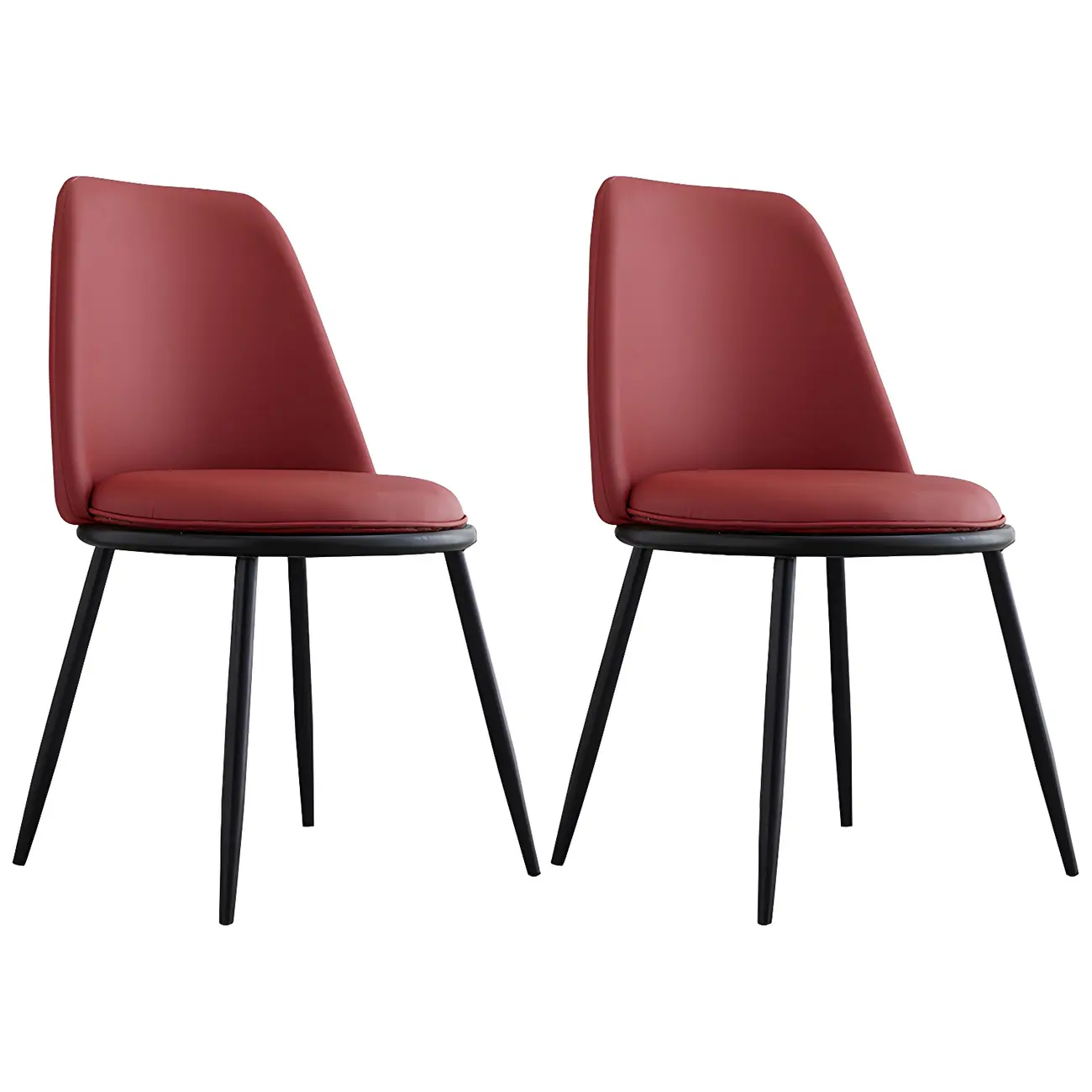 Glam Scandinavian Leather Armless Dining Chairs Metal Frame Image - 23 | homeyfad