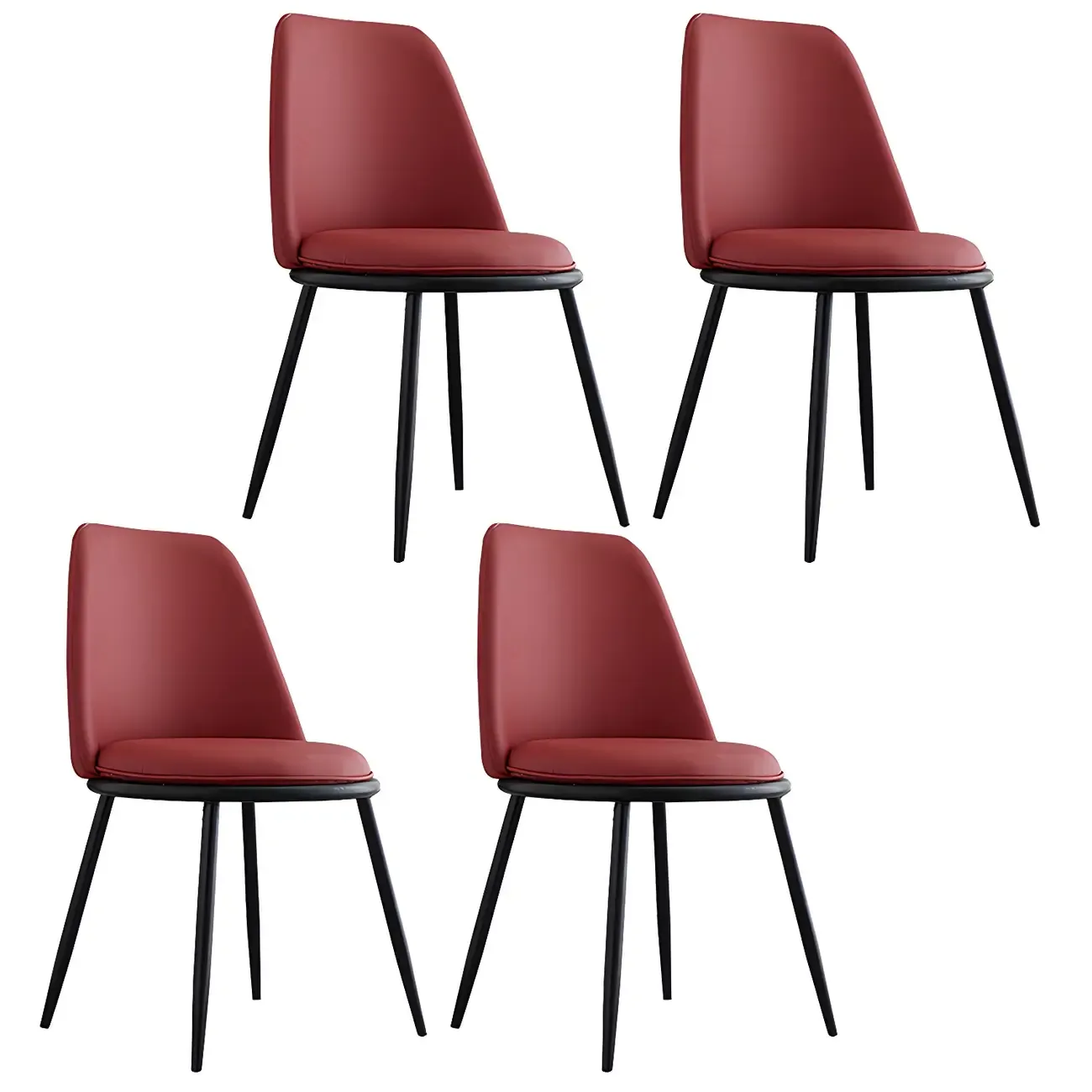 Glam Scandinavian Leather Armless Dining Chairs Metal Frame Image - 24