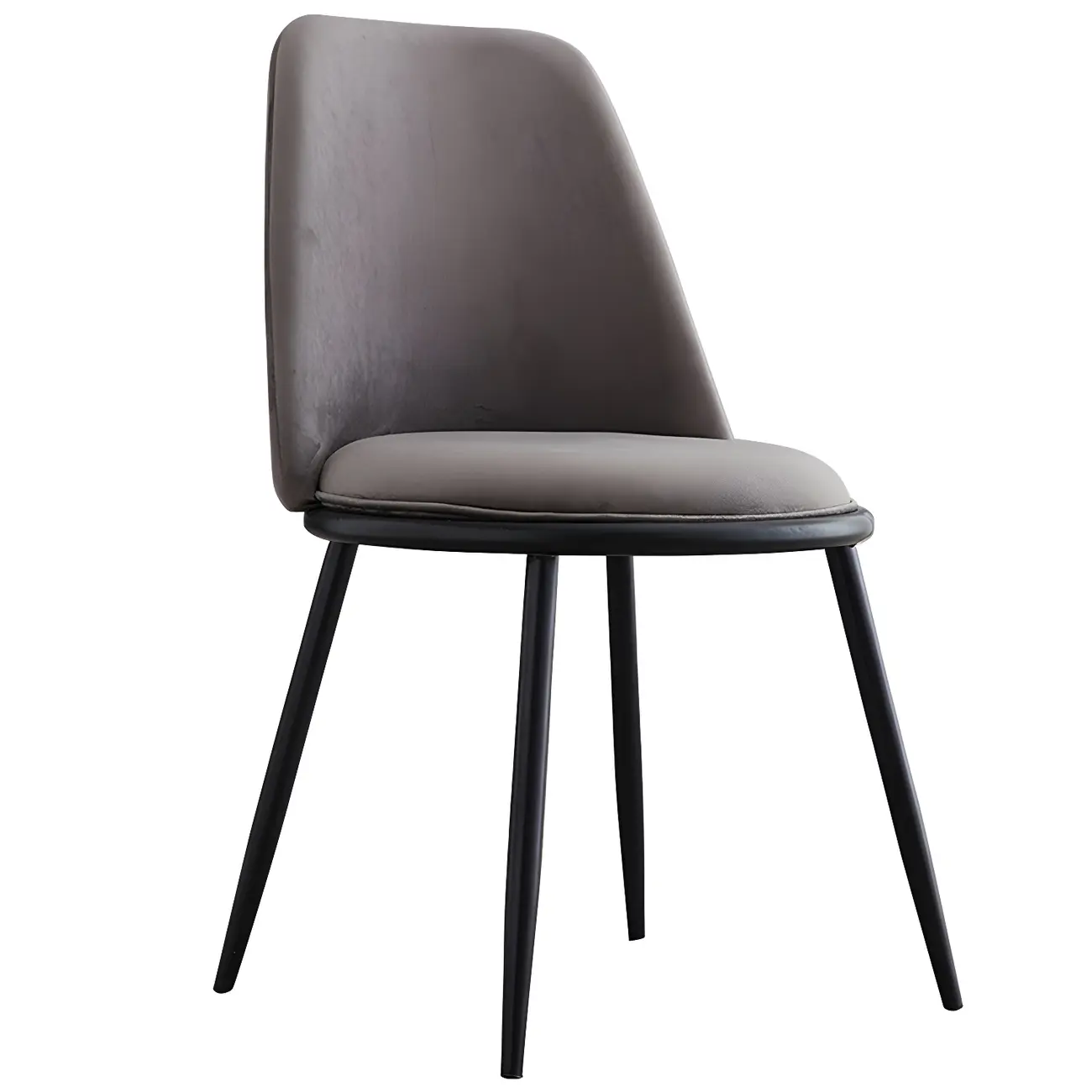 Glam Scandinavian Leather Armless Dining Chairs Metal Frame Image - 2 | homeyfad