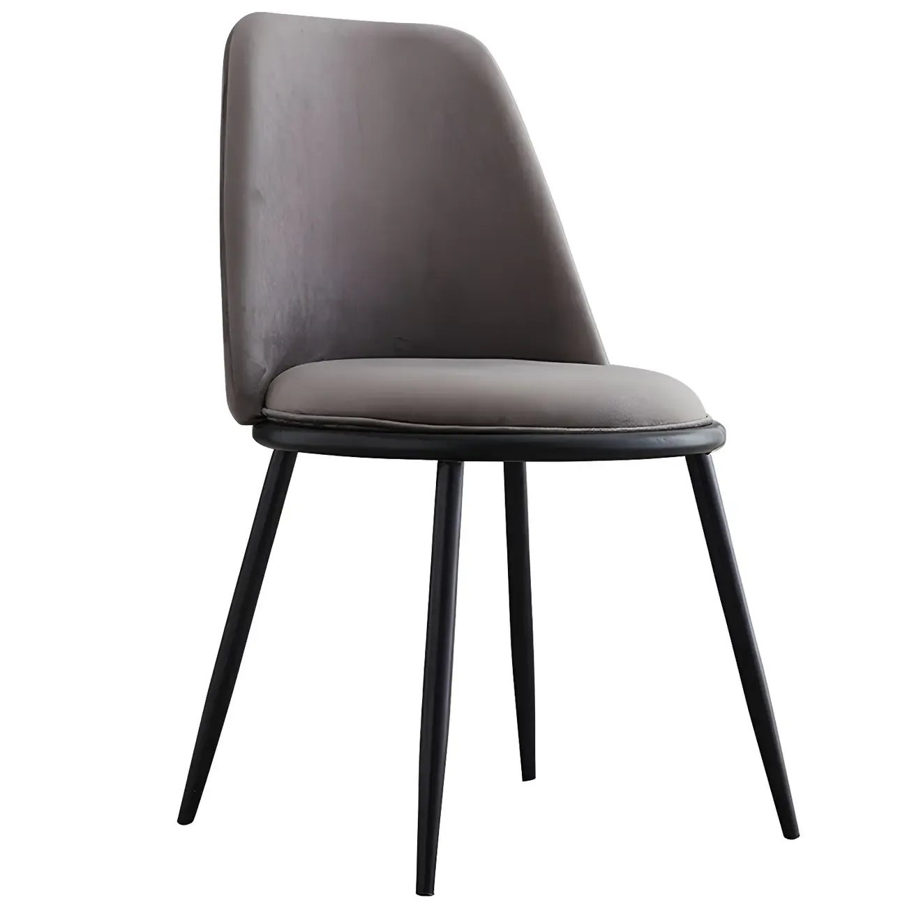 Glam Scandinavian Leather Armless Dining Chairs Metal Frame Image - 2