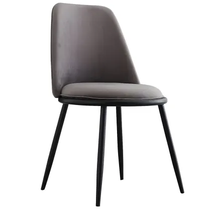 Glam Scandinavian Leather Armless Dining Chairs Metal Frame Image - 2