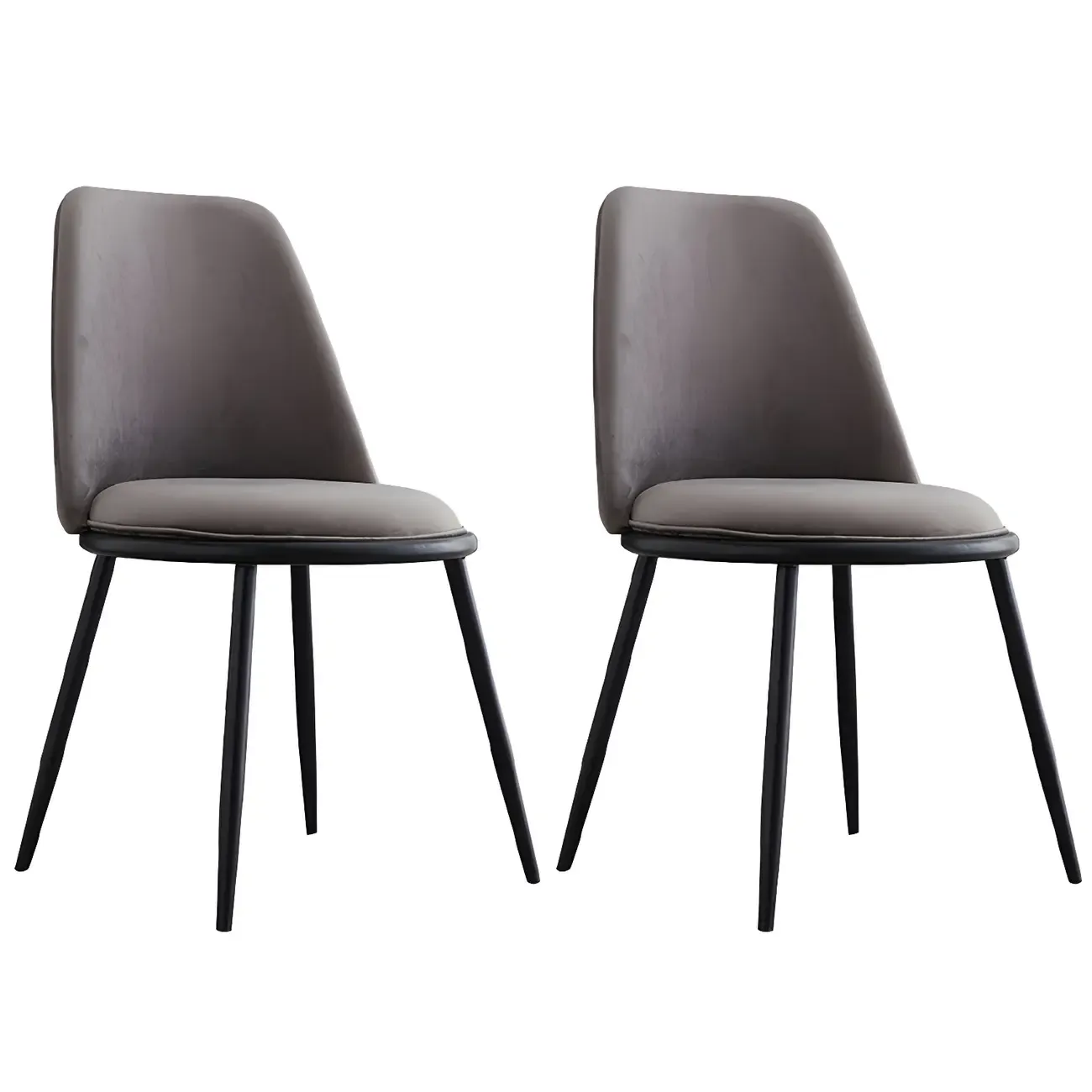 Glam Scandinavian Leather Armless Dining Chairs Metal Frame Image - 25