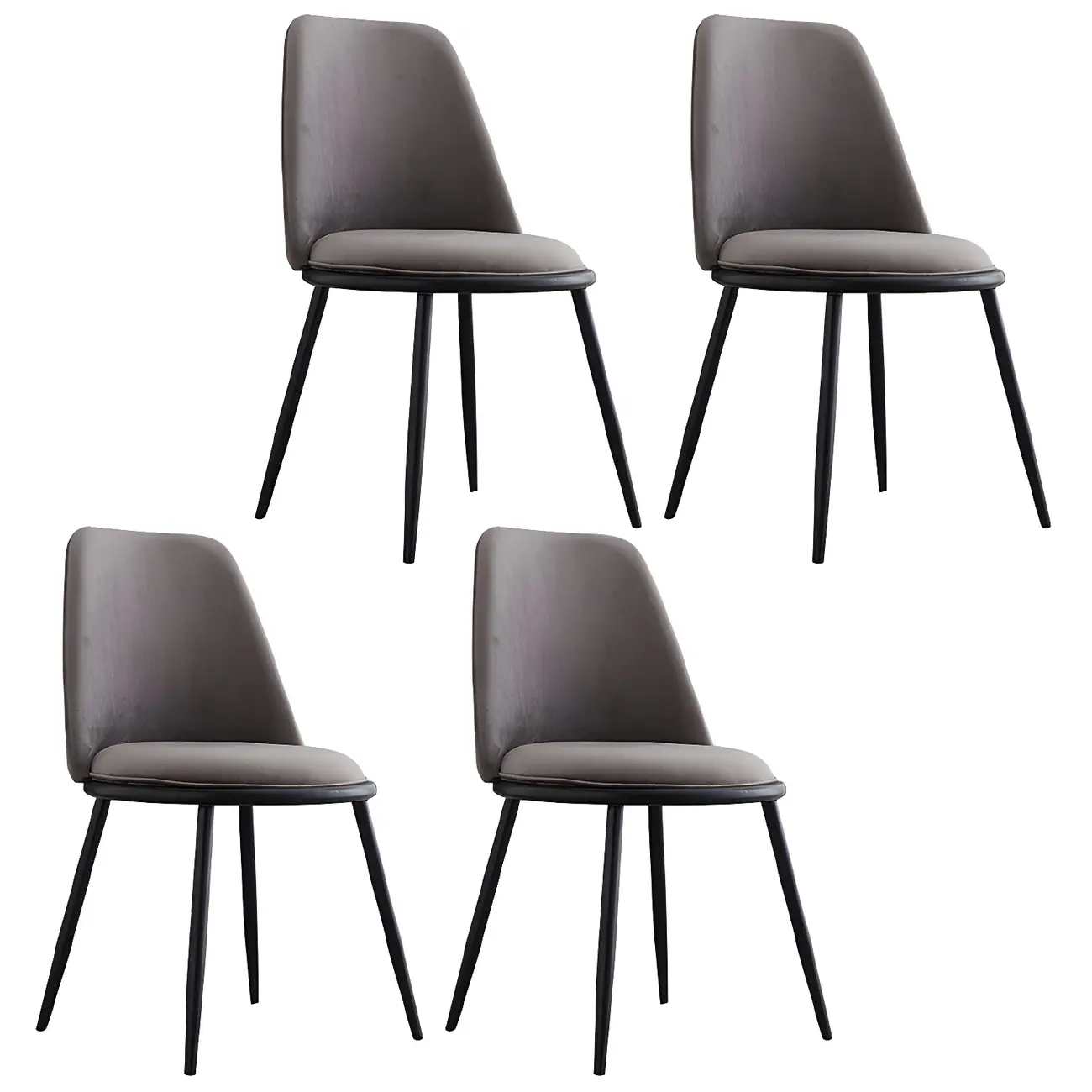 Glam Scandinavian Leather Armless Dining Chairs Metal Frame Image - 26 | homeyfad