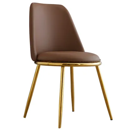 Glam Scandinavian Leather Armless Dining Chairs Metal Frame Image - 3
