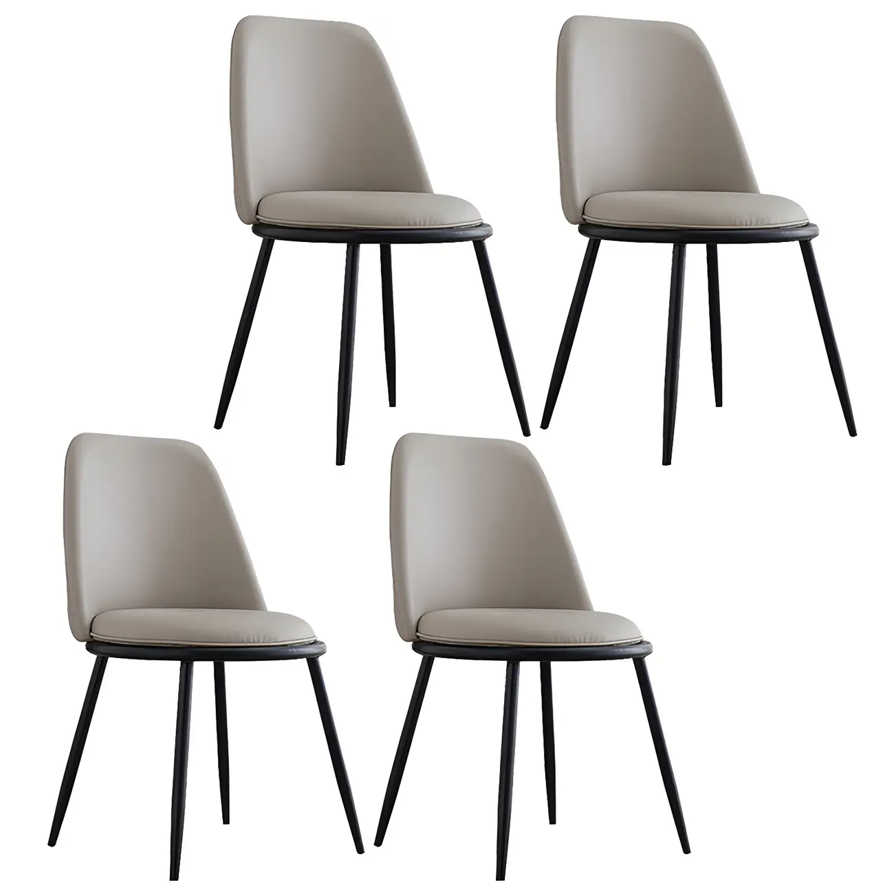 Glam Scandinavian Leather Armless Dining Chairs Metal Frame Image - 34 | homeyfad
