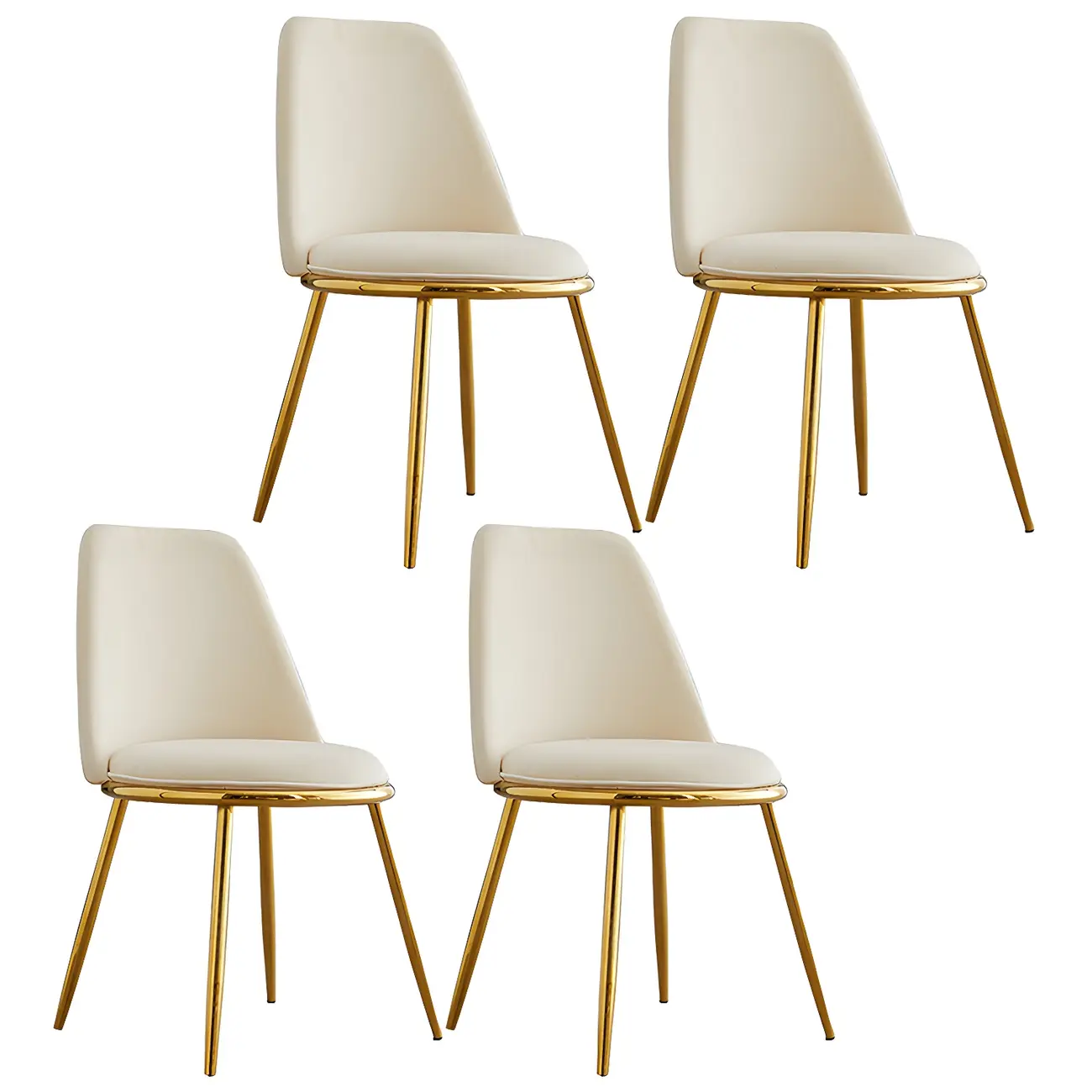 Glam Scandinavian Leather Armless Dining Chairs Metal Frame Image - 37 | homeyfad