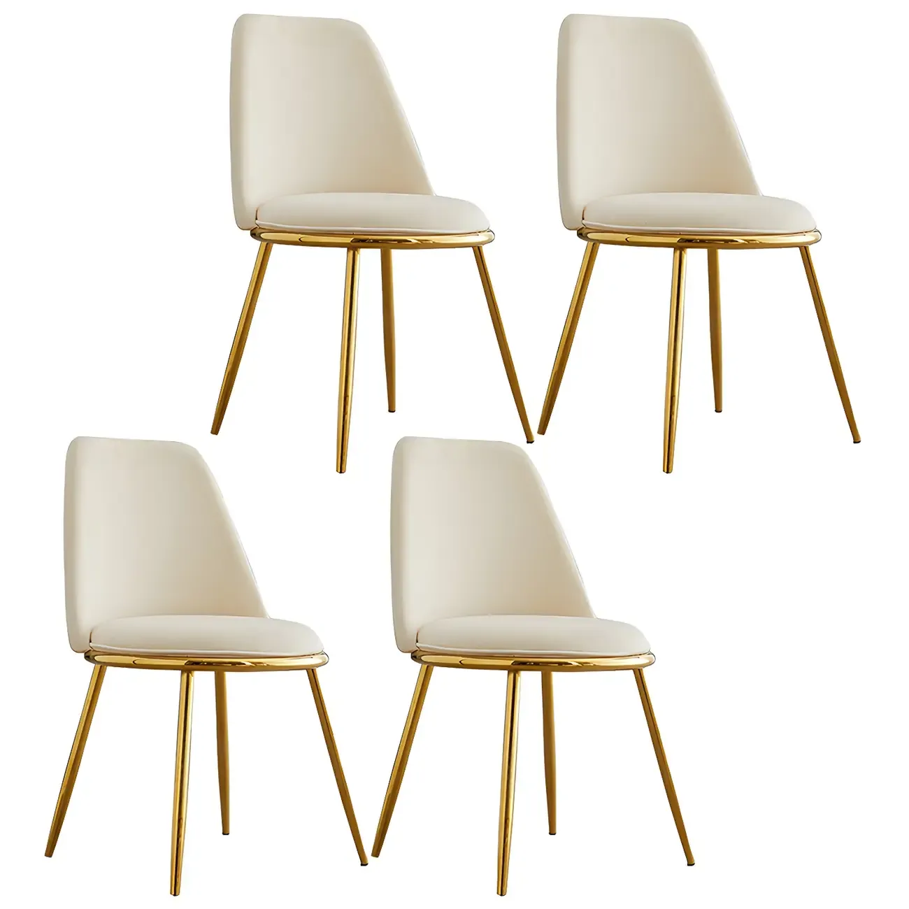 Glam Scandinavian Leather Armless Dining Chairs Metal Frame Image - 37