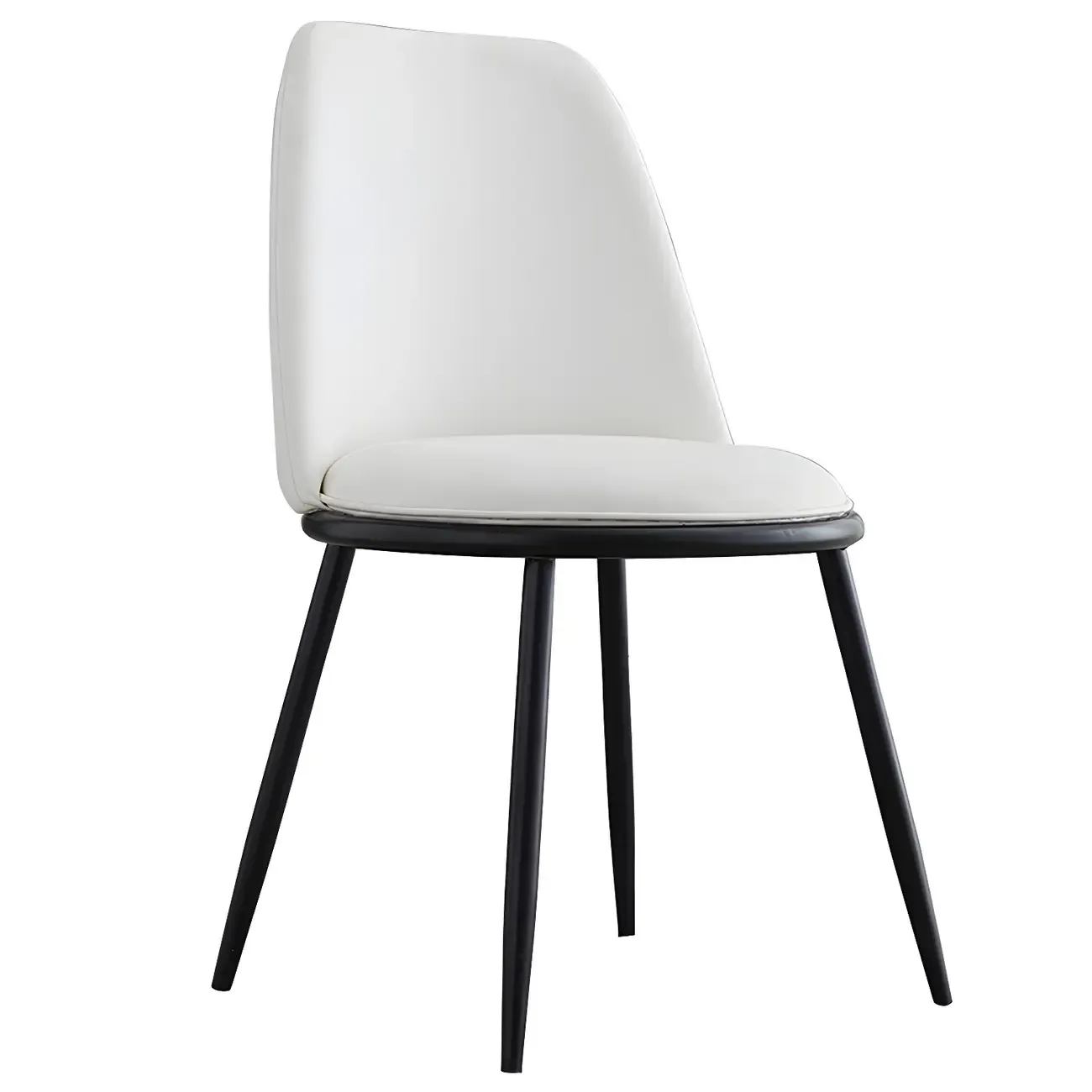 Glam Scandinavian Leather Armless Dining Chairs Metal Frame Image - 38