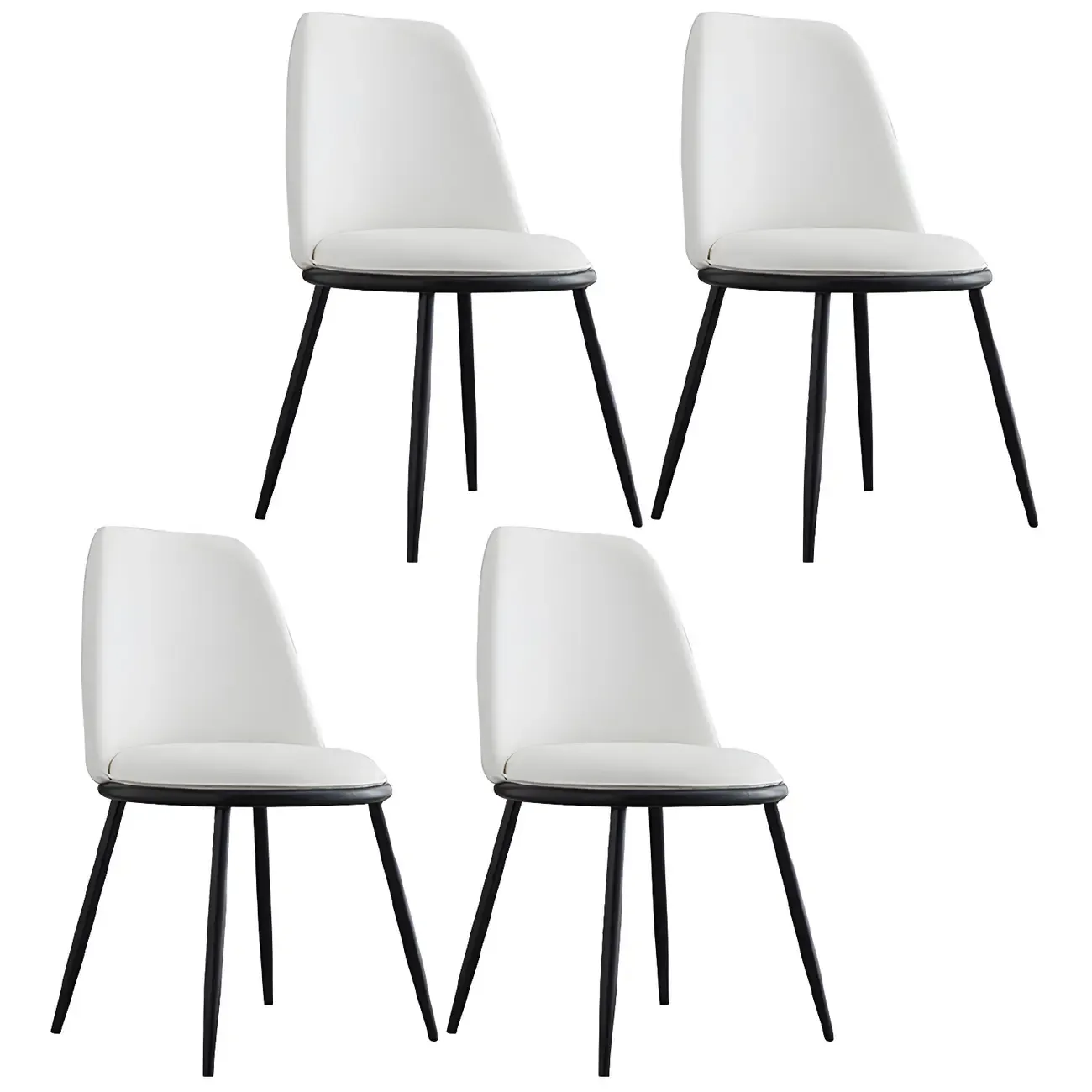 Glam Scandinavian Leather Armless Dining Chairs Metal Frame Image - 40