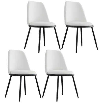 Glam Scandinavian Leather Armless Dining Chairs Metal Frame Image - 40