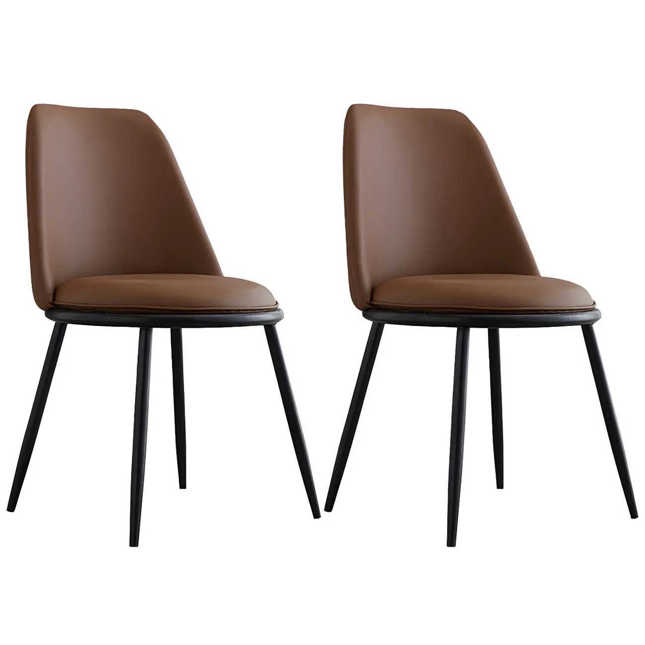 Glam Scandinavian Leather Armless Dining Chairs Metal Frame Image - 42 | homeyfad