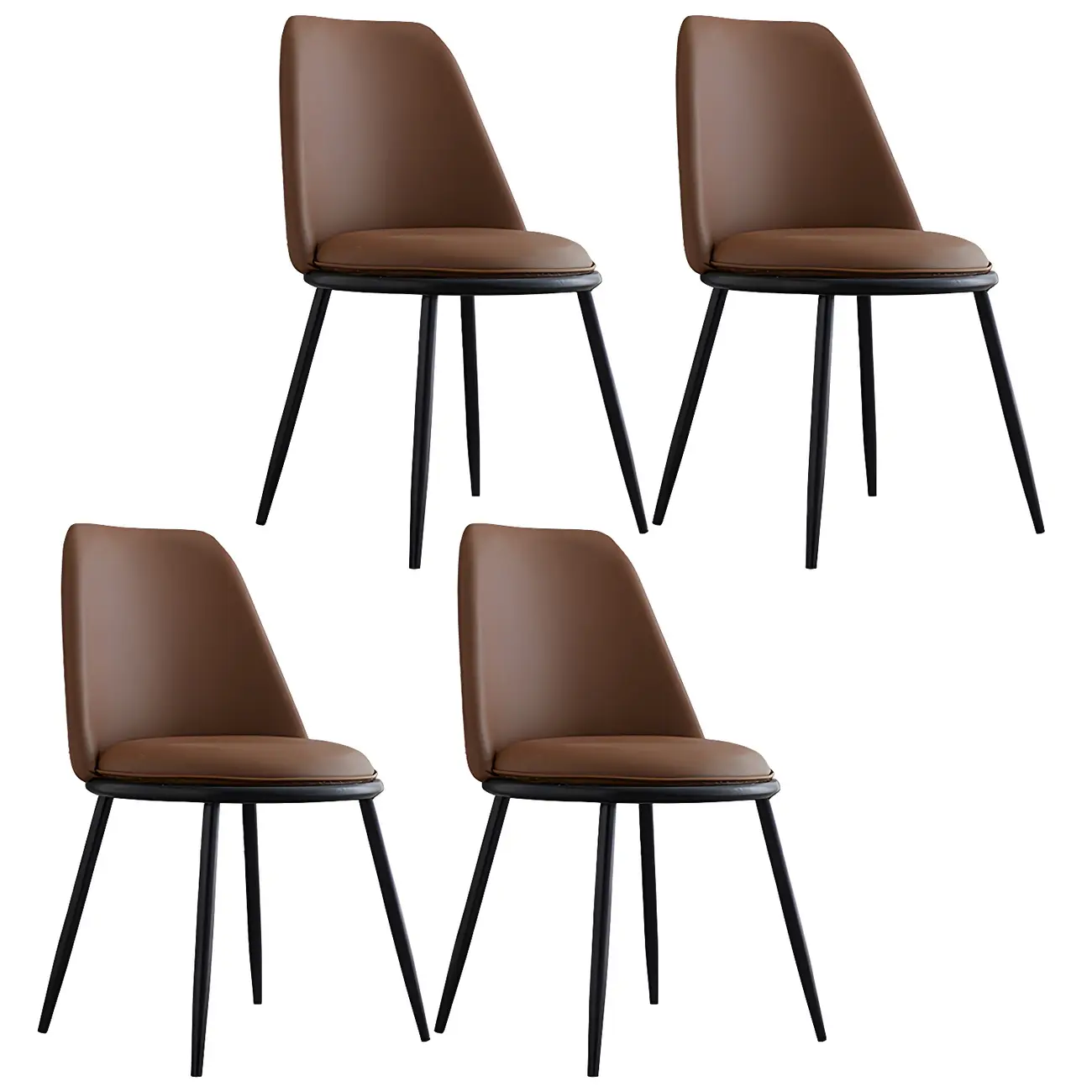 Glam Scandinavian Leather Armless Dining Chairs Metal Frame Image - 43 | homeyfad