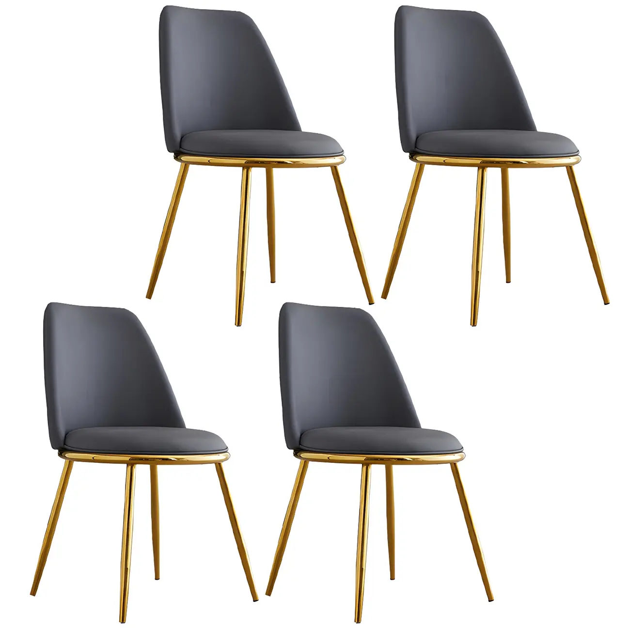 Glam Scandinavian Leather Armless Dining Chairs Metal Frame Image - 49 | homeyfad