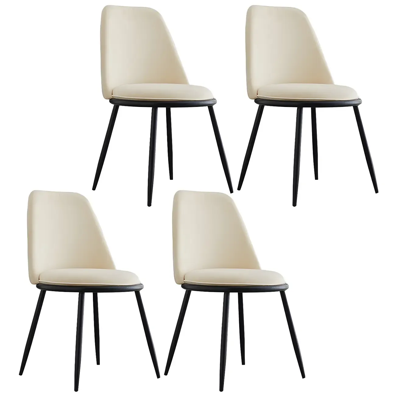 Glam Scandinavian Leather Armless Dining Chairs Metal Frame Image - 52