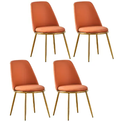 Glam Scandinavian Leather Armless Dining Chairs Metal Frame Image - 55