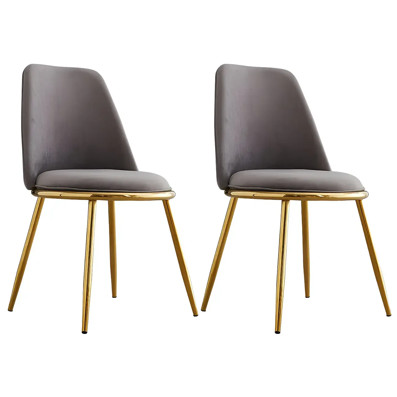 Glam Scandinavian Leather Armless Dining Chairs Metal Frame Image - 60