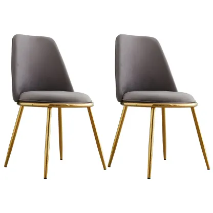 Glam Scandinavian Leather Armless Dining Chairs Metal Frame Image - 60