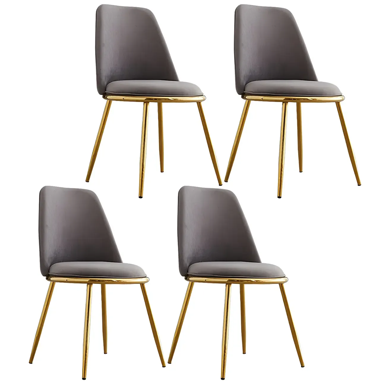 Glam Scandinavian Leather Armless Dining Chairs Metal Frame Image - 61