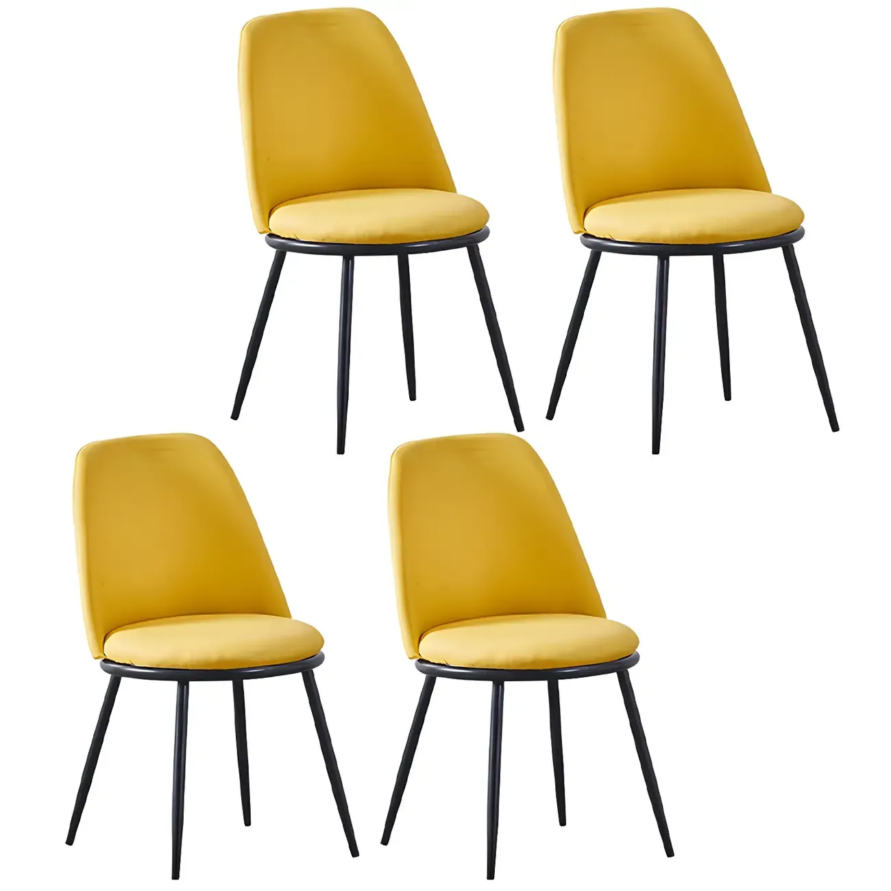 Glam Scandinavian Leather Armless Dining Chairs Metal Frame Image - 67