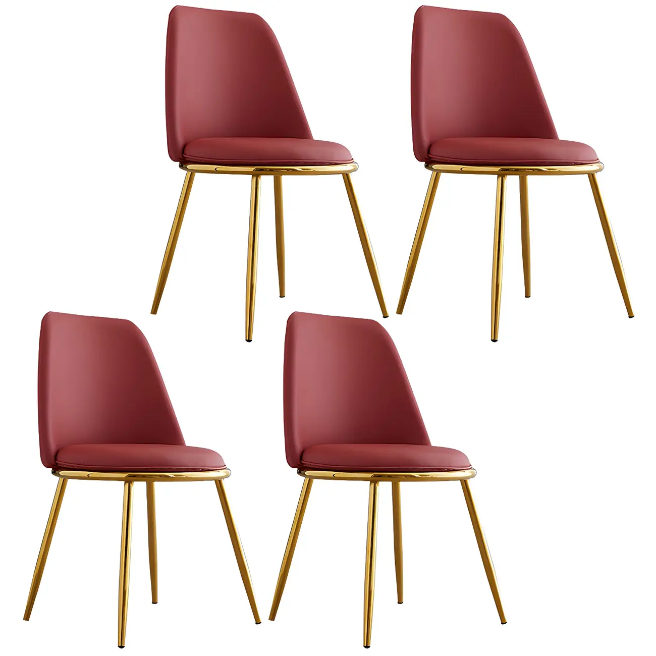 Glam Scandinavian Leather Armless Dining Chairs Metal Frame Image - 70 | homeyfad