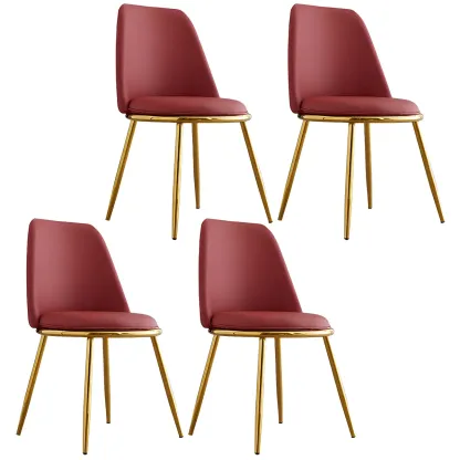 Glam Scandinavian Leather Armless Dining Chairs Metal Frame Image - 70