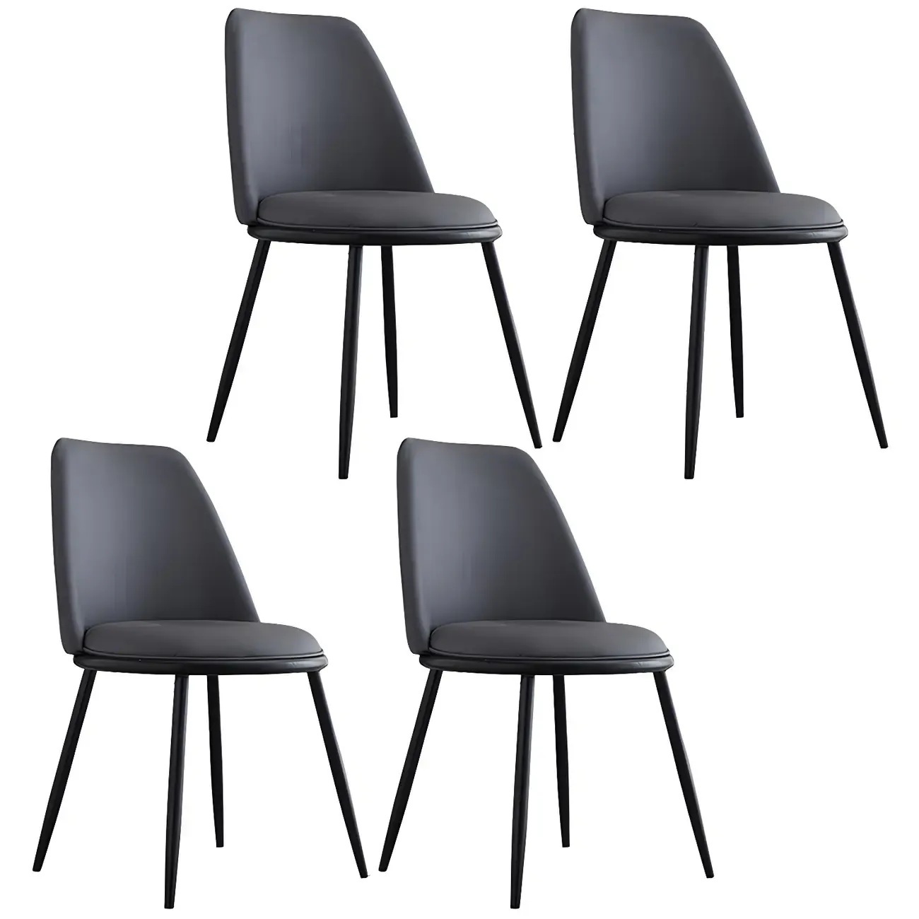 Glam Scandinavian Leather Armless Dining Chairs Metal Frame Image - 76