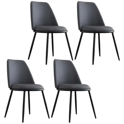 Glam Scandinavian Leather Armless Dining Chairs Metal Frame Image - 76