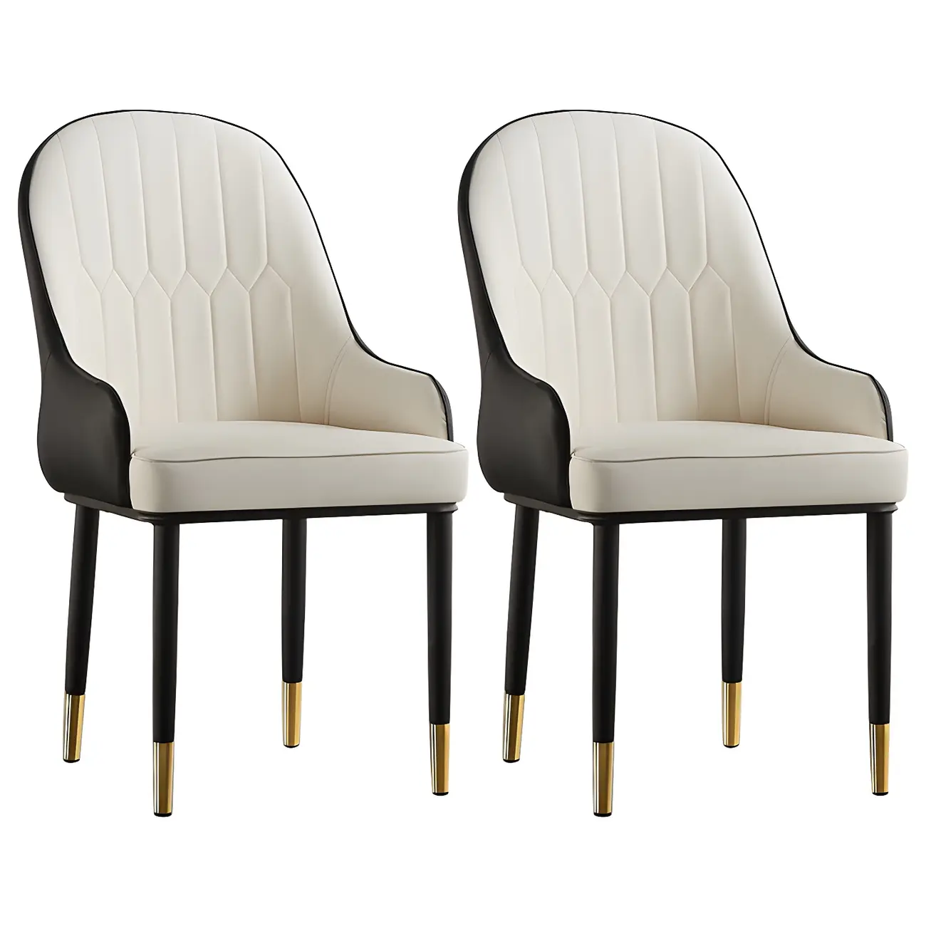 Contemporary Leather Armrest Dining Chair Curved Back Image - 13 | homeyfad